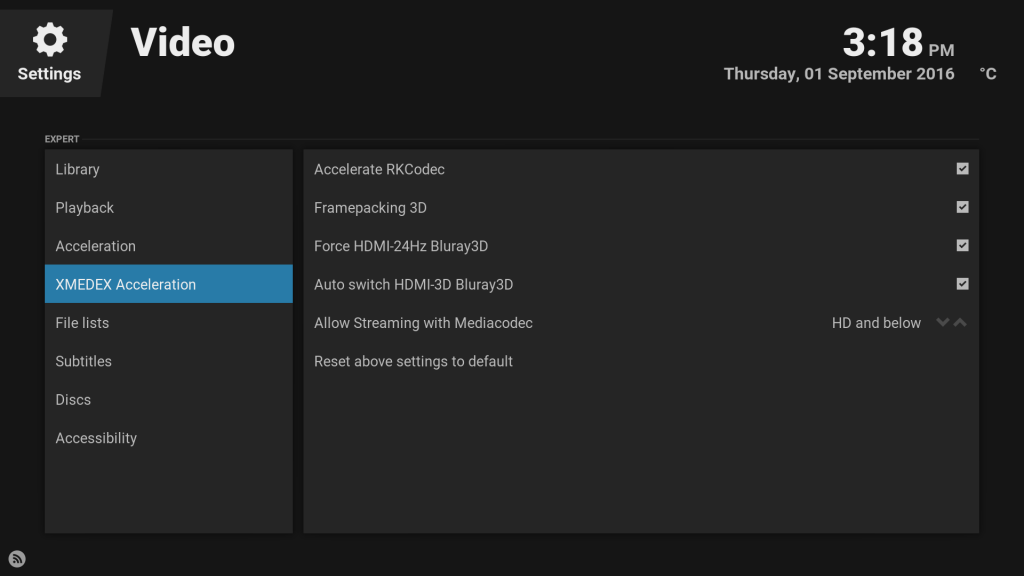 hardware acceleration rockchip rk3288 kodi