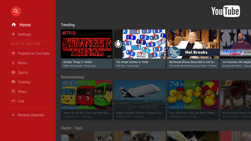 youtube for android tv
